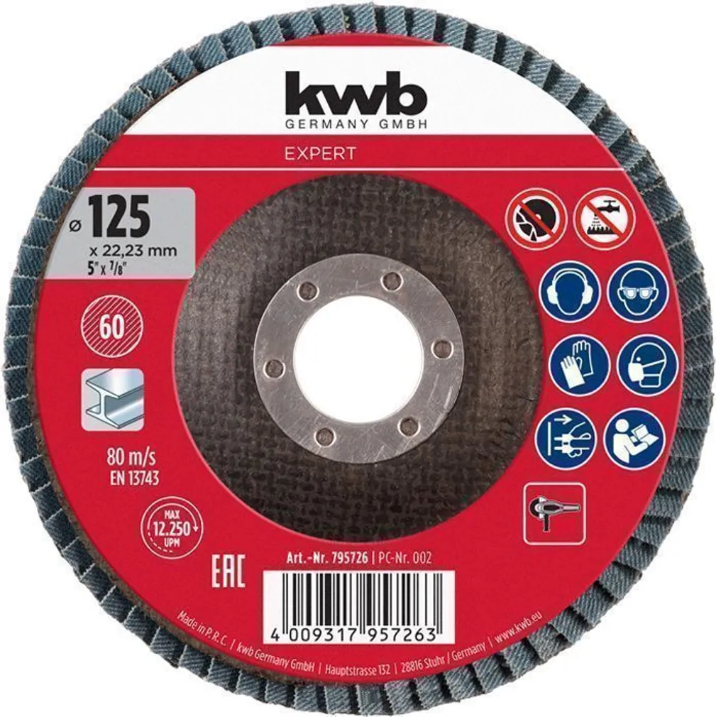 ABRASIIVLAMELLKETAS KWB TSIRKOON, 125MM P60