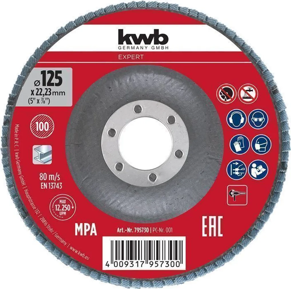 ABRASIIVLAMELLKETAS KWB TSIRKOON, 125MM P100