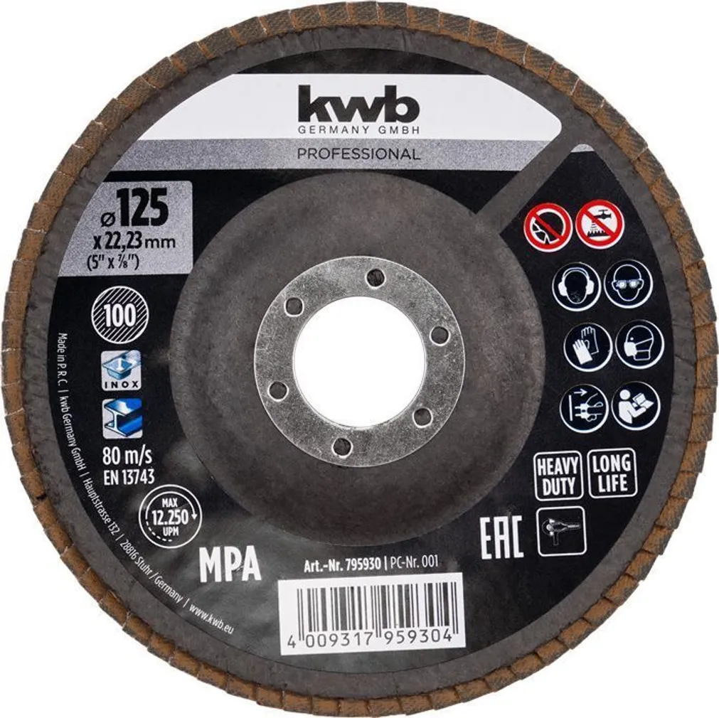 ABRASIIVLAMELLKETAS KWB KERAAMILINE, 125MM P100