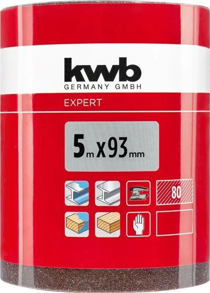 LIIVAPABER KWB 93MM ALUMIINIUMOKSIID P80 5M RULLIS