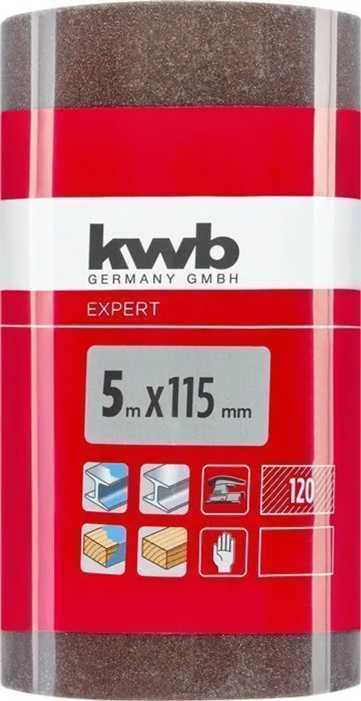 LIIVAPABER KWB 115MM ALUMIINIUMOKSIID P120 5M RULLIS