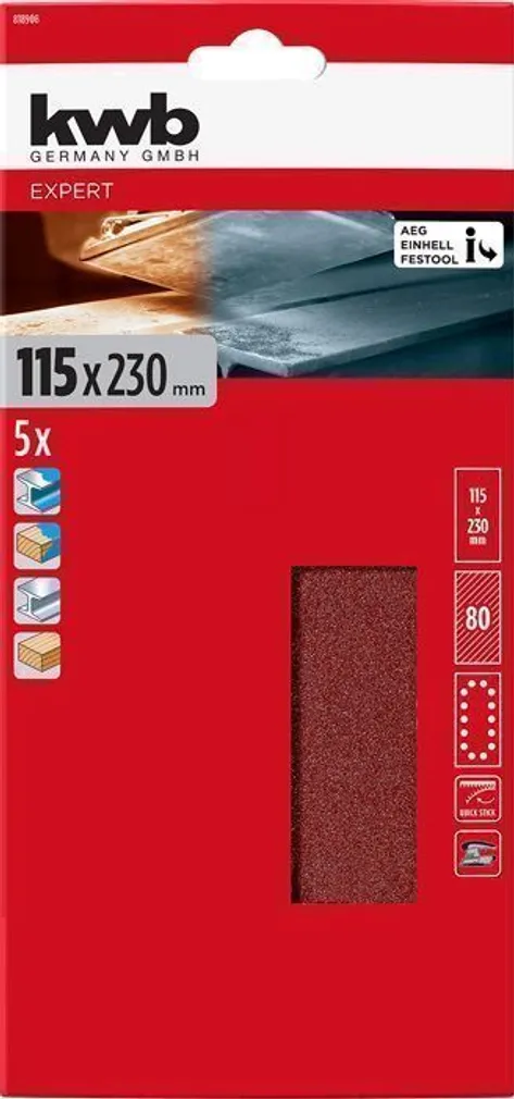 LIIVAPABER KWB, AUGUSTATUD 115X230MM P80 5TK