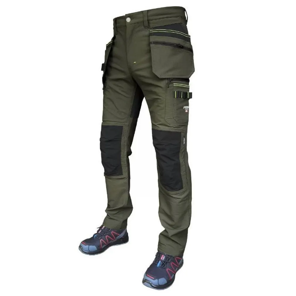 TÖÖPÜKSID PESSO JUPITER SLIM FIT RIPPTASKUTEGA ROHELINE C52