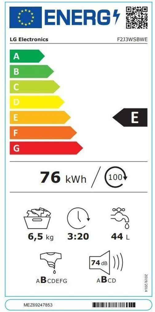 EESTLAETAV PESUMASIN LG F2J3WSBWE 6,5KG 1200RPM