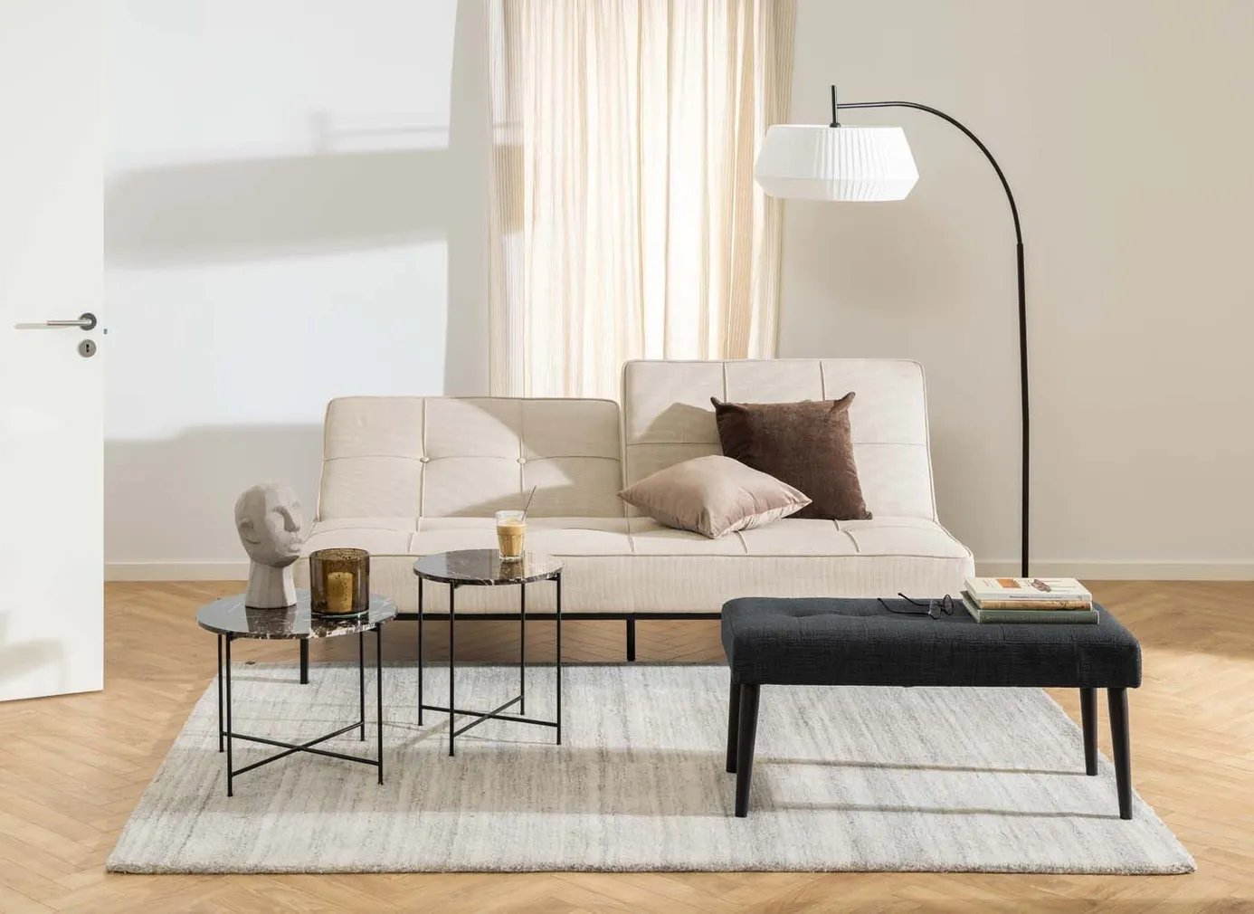 DIIVANVOODI PERUGIA 198X95XH87CM, BEEŽ