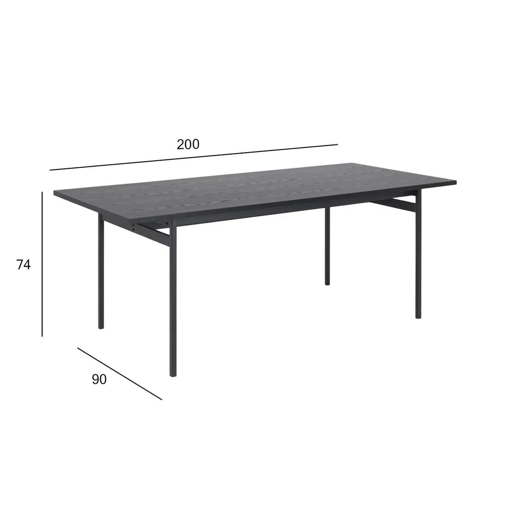 SÖÖGILAUD ANGUS 200X90XH74CM, MUST