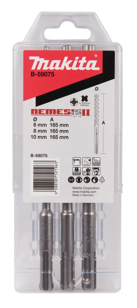 PUURIDE KOMPLEKT MAKITA SDS+ NEMESIS 2 B-59075 3-OSALINE