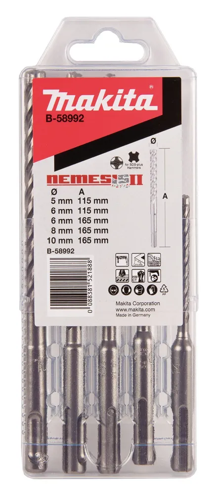 PUURIDE KOMPLEKT MAKITA SDS+ NEMESIS 2 B-58992 5-OSALINE