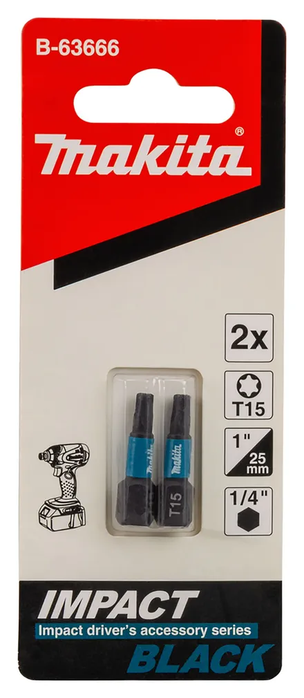 OTSIK MAKITA T15 25MM B-63666 IMPACT BLACK 2TK