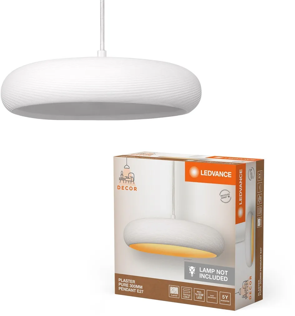 RIPPVALGUSTI LEDVANCE PLASTER PURE 300 E27 VALGE