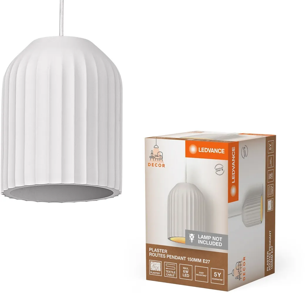 RIPPVALGUSTI LEDVANCE PLASTER ROUTES 150 1XE27 VALGE