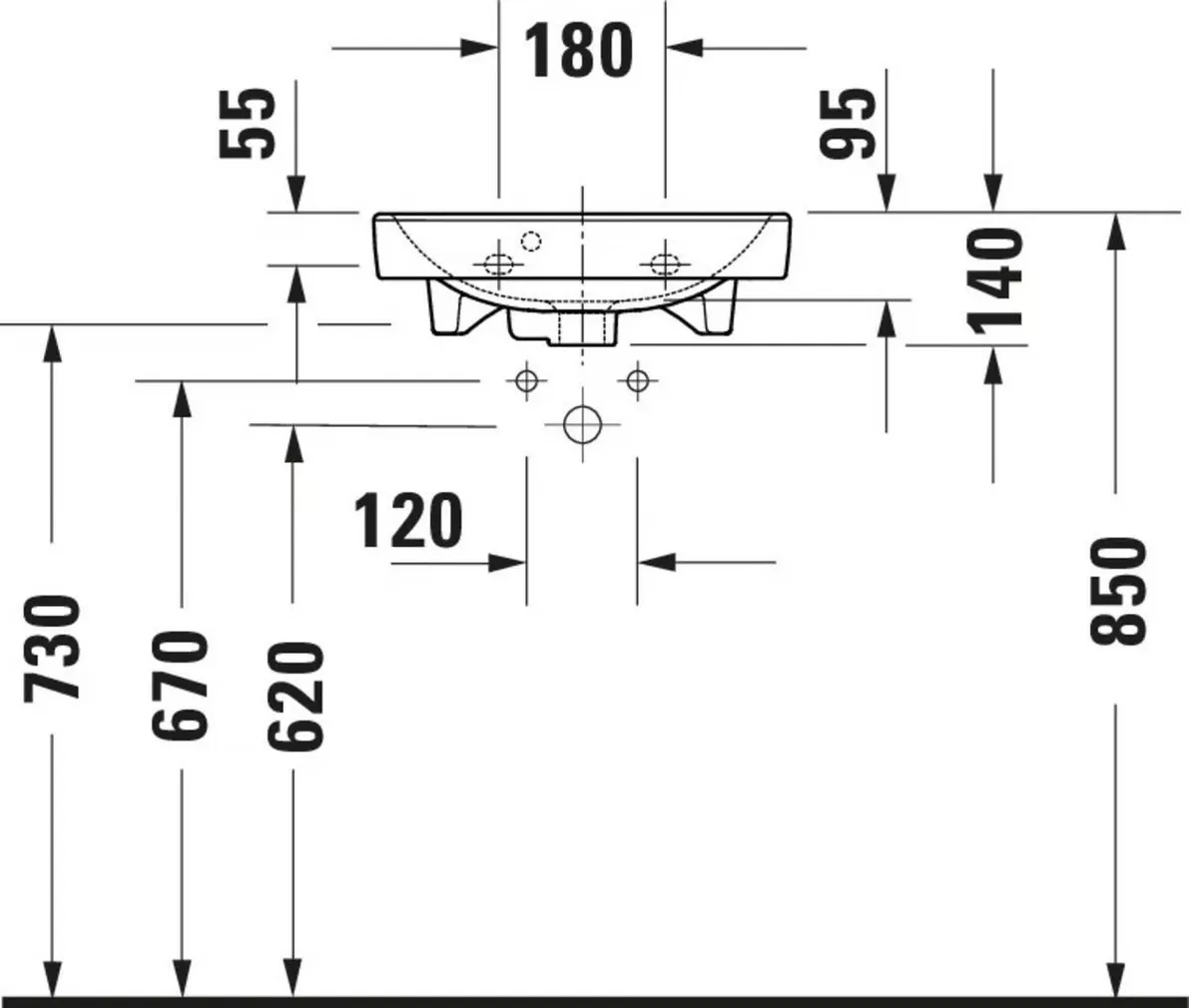 VALAMU DURAVIT NO.1 45CM VALGE