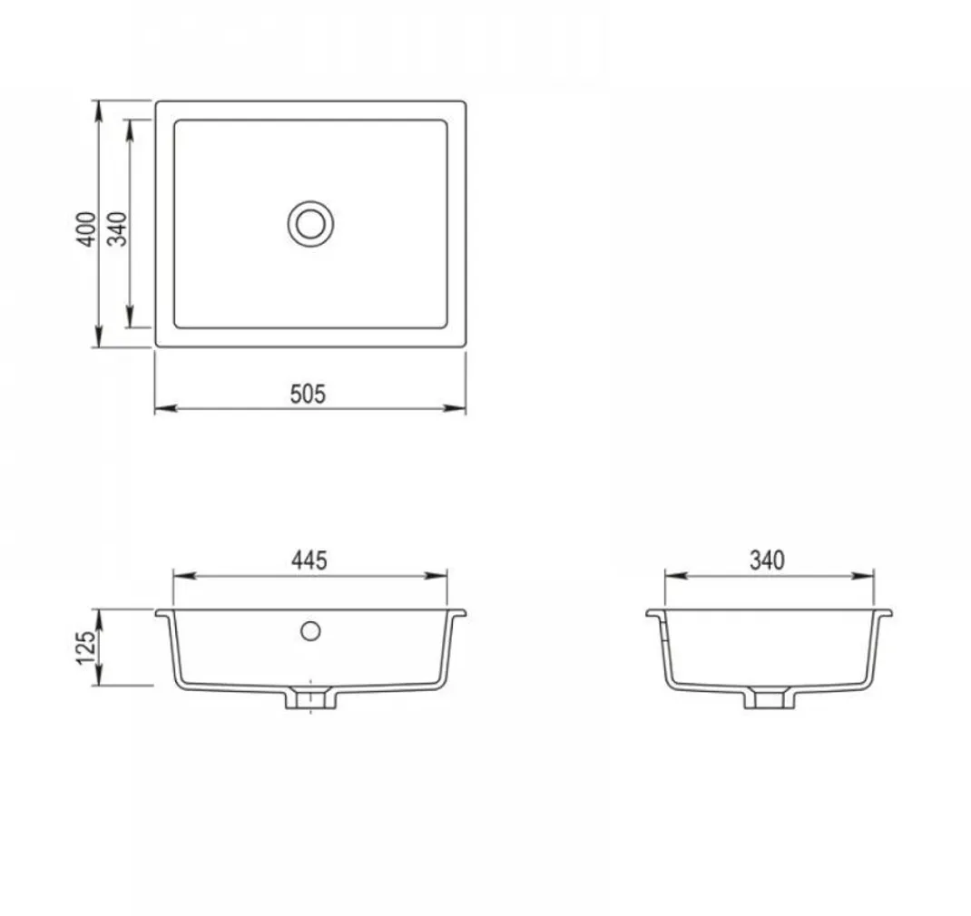 VANNITOAVALAMU TURTL 125MM 445X340MM MARMOR
