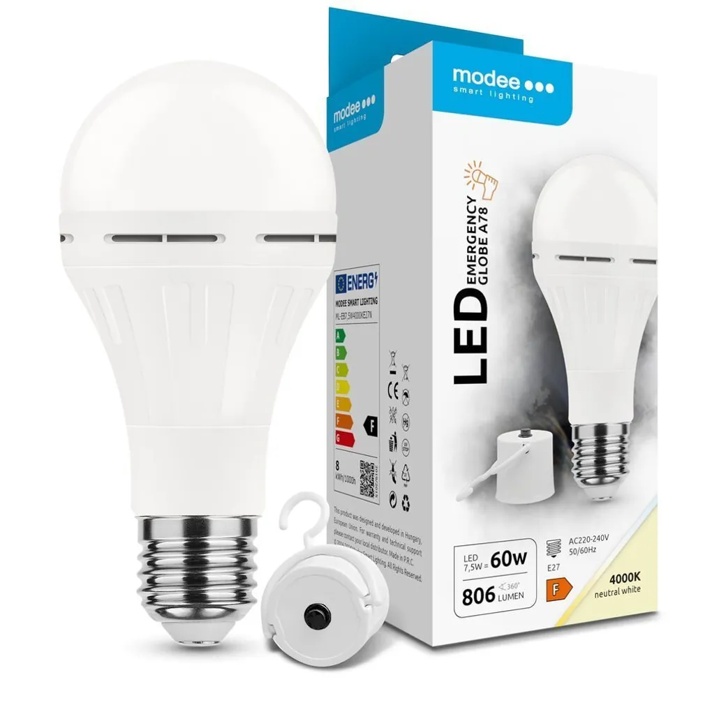 AKUGA AVARIILAMP MODEE E27, 7,5W 4000K 806LM 2000MAH