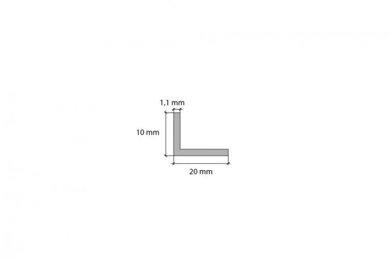 PVC L-PROFIIL CEZAR 10X20X1,1X1000MM VALGE