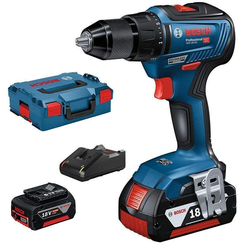AKUTRELL BOSCH GSR 18V-55, 2X4.0AH AKU+LAADIJA