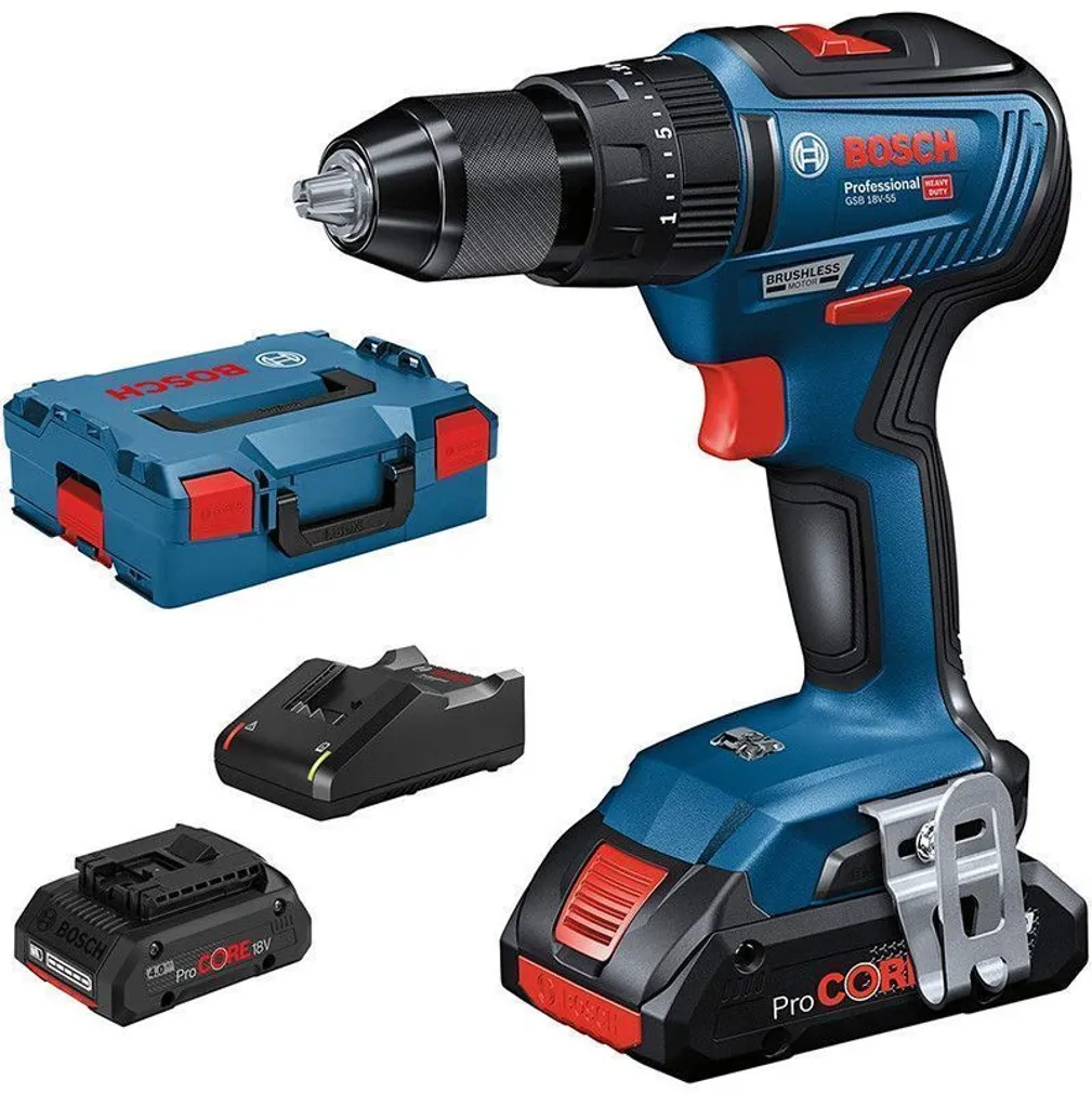 AKULÖÖKTRELL BOSCH GSB 18V-55, LB 2X4.0PRC, 18V-40
