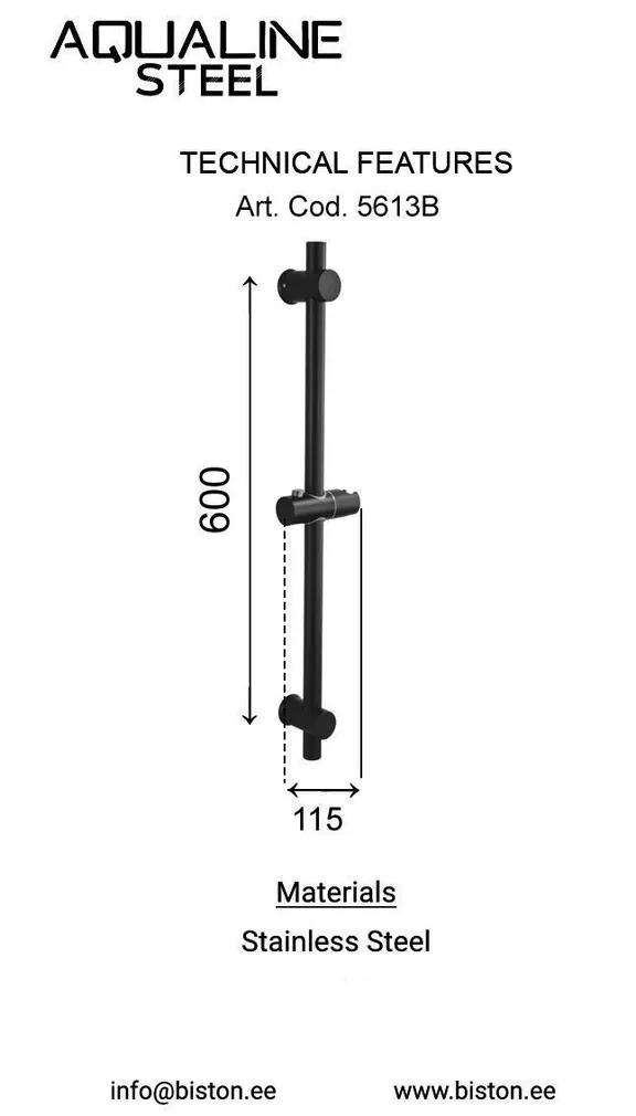 DUŠILIFT AQUALINE STEEL 600MM ROOSTEVABA MUST 
