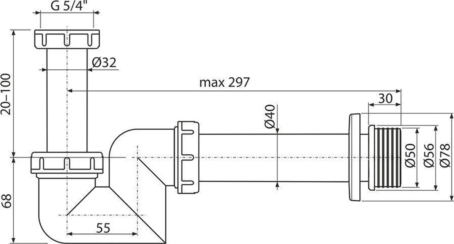SIFOON BIDEELE RAVAK DN 40 VALGE