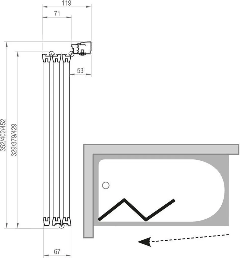 VANNISEIN RAVAK VS3 130X140CM VALGE, MATISTATUD KLAAS
