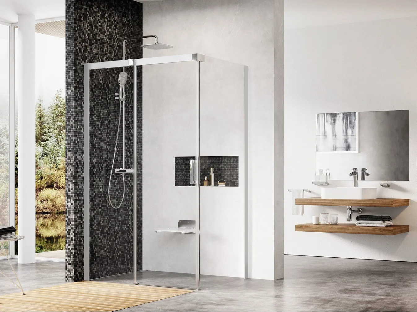 DUŠINURK RAVAK MATRIX MSDPS-120/90, 120X90X195CM VASAK, SATIIN