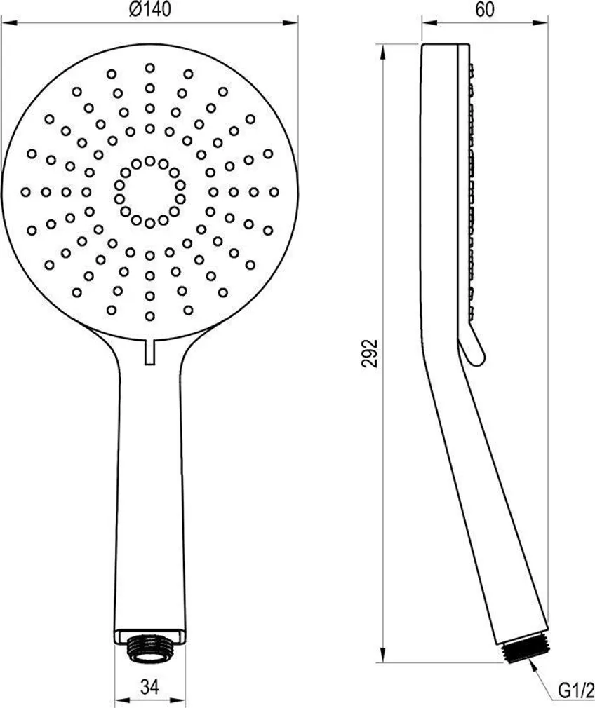 KÄSIDUŠŠ RAVAK FLAT XXL – 3 FUNKTSIOONIGA, LÄBIMÕÕT 140MM