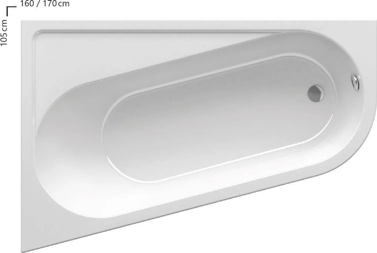 NURGAVANN RAVAK CHROME ASÜMMEETRILINE 170X105CM PAREM