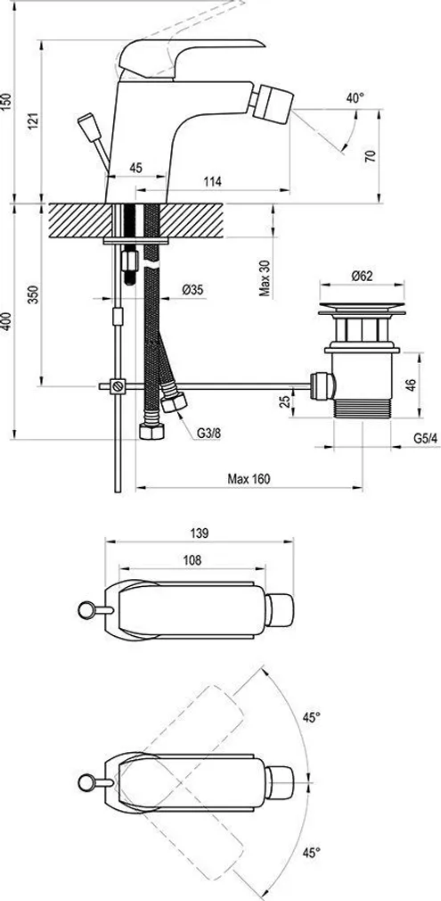 BIDEESEGISTI RAVAK FLAT FL 055.00 120MM KROOM