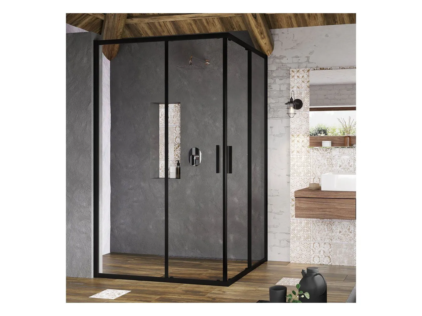 DUŠINURK RAVAK BLIX SLIM BLSRV2K-80, 80X195CM MUST
