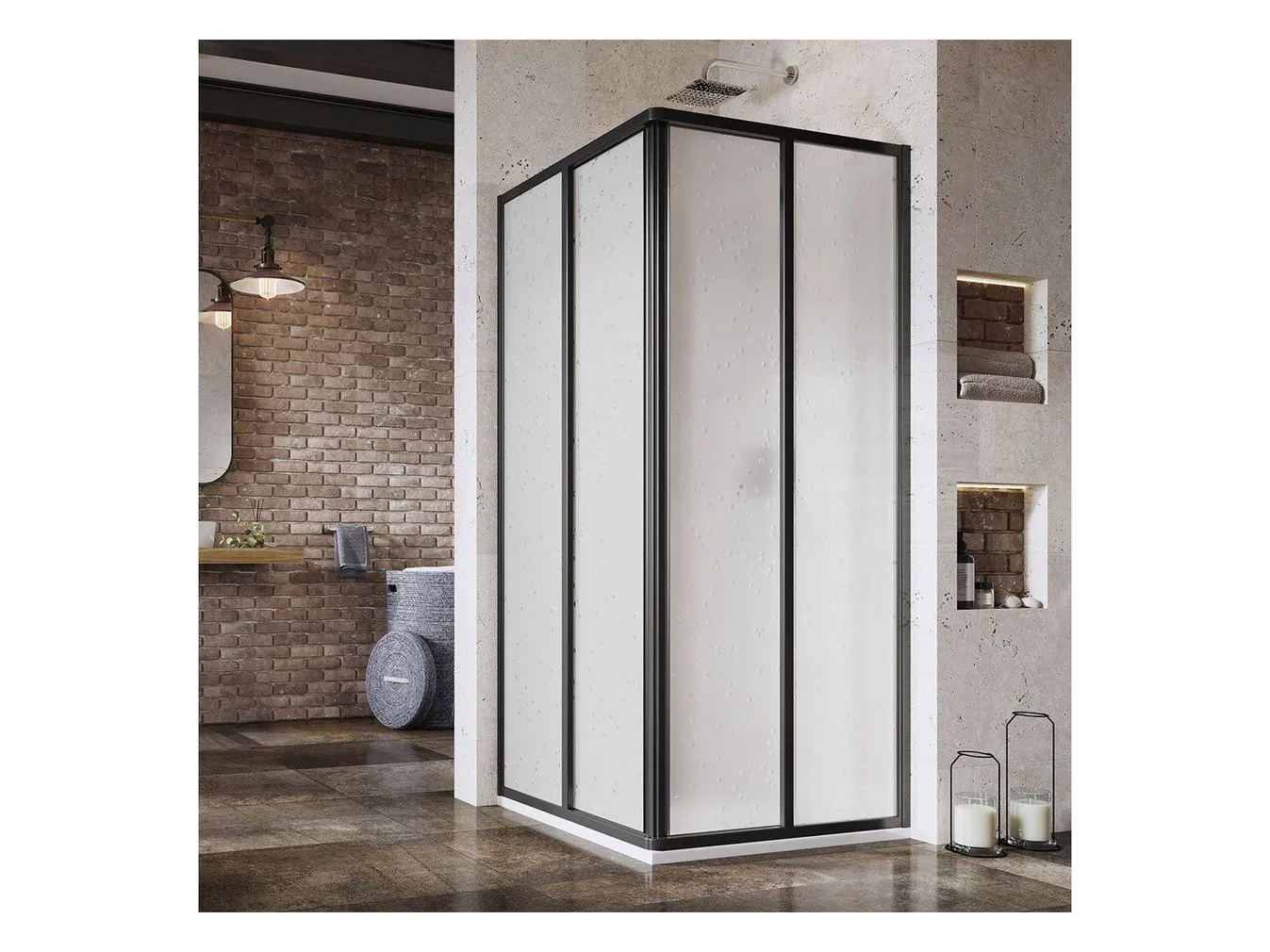 DUŠINURK RAVAK SRV2-80, 80X195CM S MUST, PEARL KLAAS