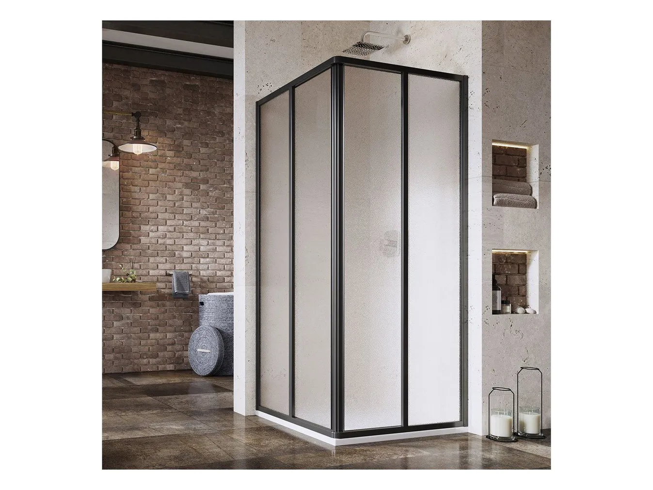 DUŠINURK RAVAK SRV2-100, 100X195CM S MUST, MATISTATUD KLAAS