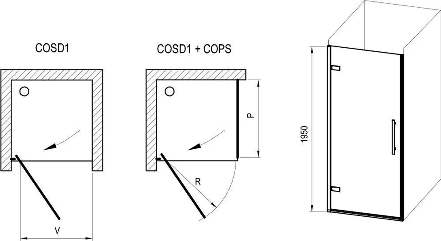 DUŠIUKS RAVAK COOL! COSD1-90, 90X195CM MUST