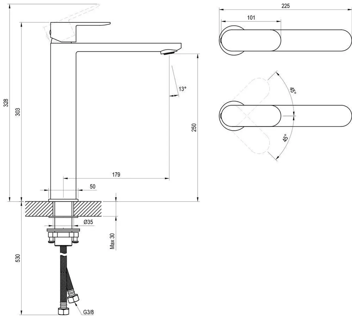 VALAMUSEGISTI RAVAK CHROME II 015.20 300 MM MUST