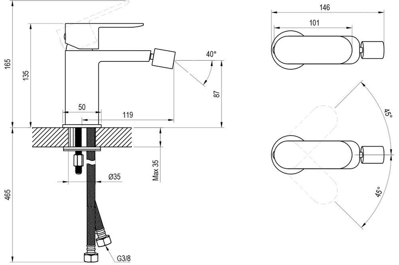BIDEESEGISTI RAVAK CHROME II 056.20 MUST