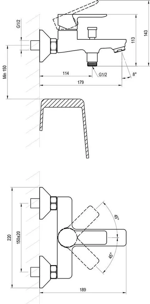 SEINAPEALNE VANNISEGISTI RAVAK SOLAR SL 022.20BL, 150 MM, MUST