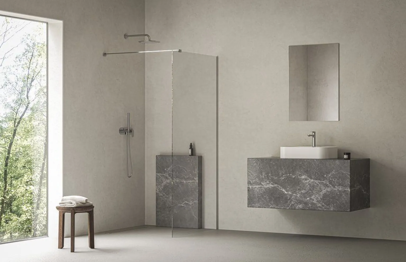 DUŠISEIN RAVAK WALK IN WALL AIR-90, 90X200CM ALUMIINIUM + W-SET
