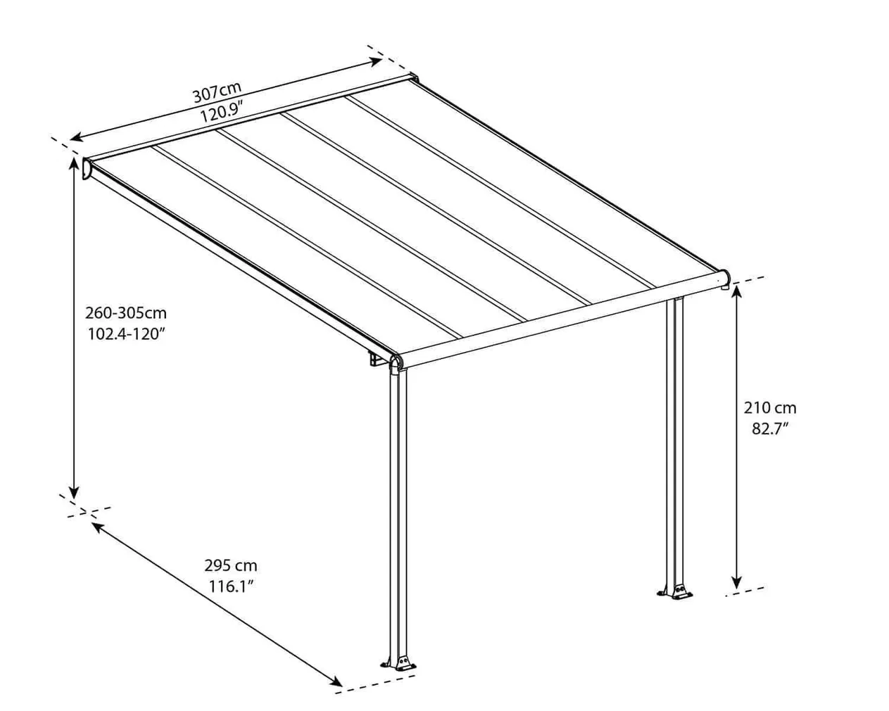 VARIKATUS TERRASSILE OLYMPIA 3X3,05M HALL/KIRGAS