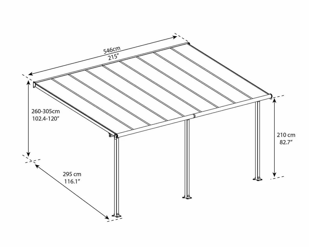 VARIKATUS TERRASSILE OLYMPIA 3X5,46M HALL/KIRGAS