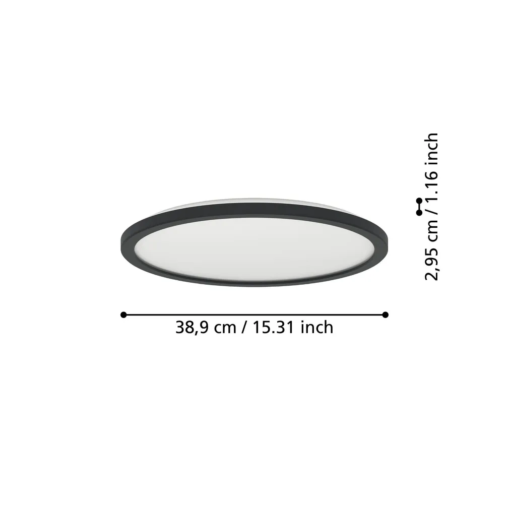 PLAFOON EGLO ROVITO-R IP44 2700-6500K 39CM PULT MUST
