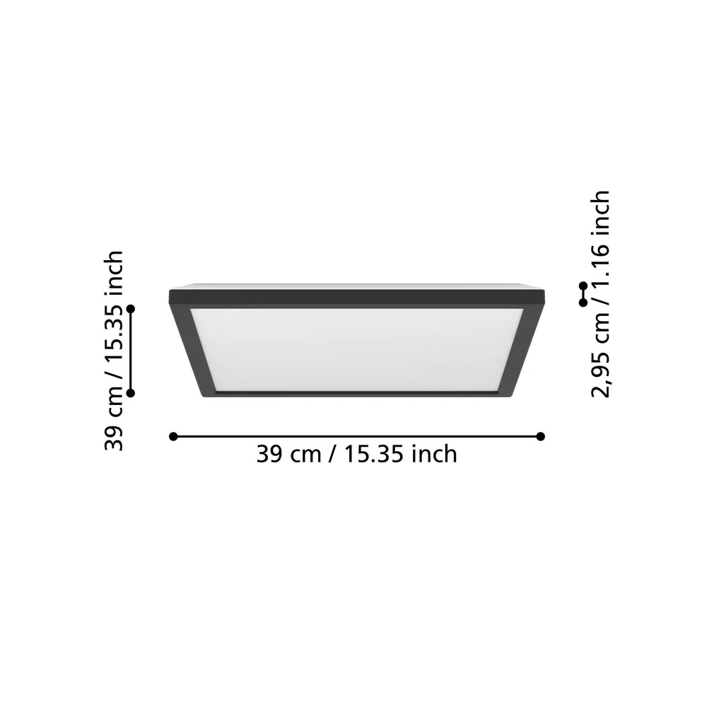 PLAFOON EGLO ROVITO-R IP44 2700-6500K 39X39CM PULT MUST
