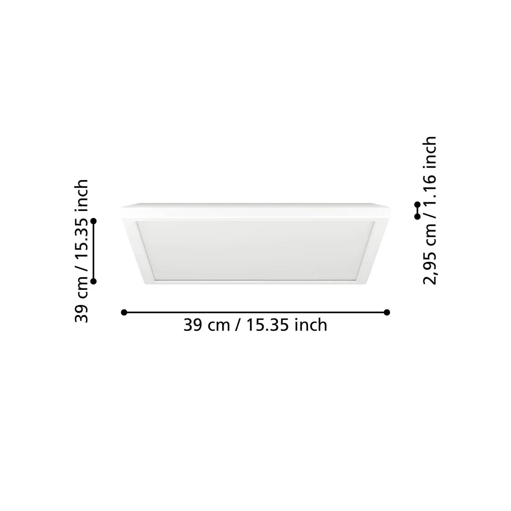 PLAFOON EGLO ROVITO-R IP44 2700-6500K 39X39CM PULT VALGE