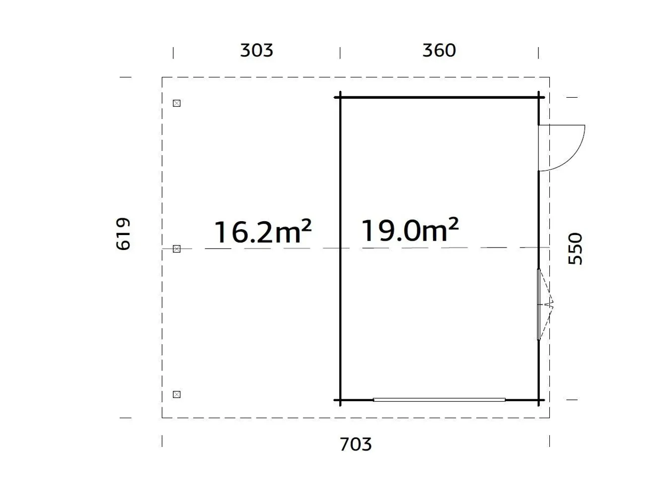 GARAAŽ PALMAKO ROGER 19,0+16,2M² ALGKOMPLEKT