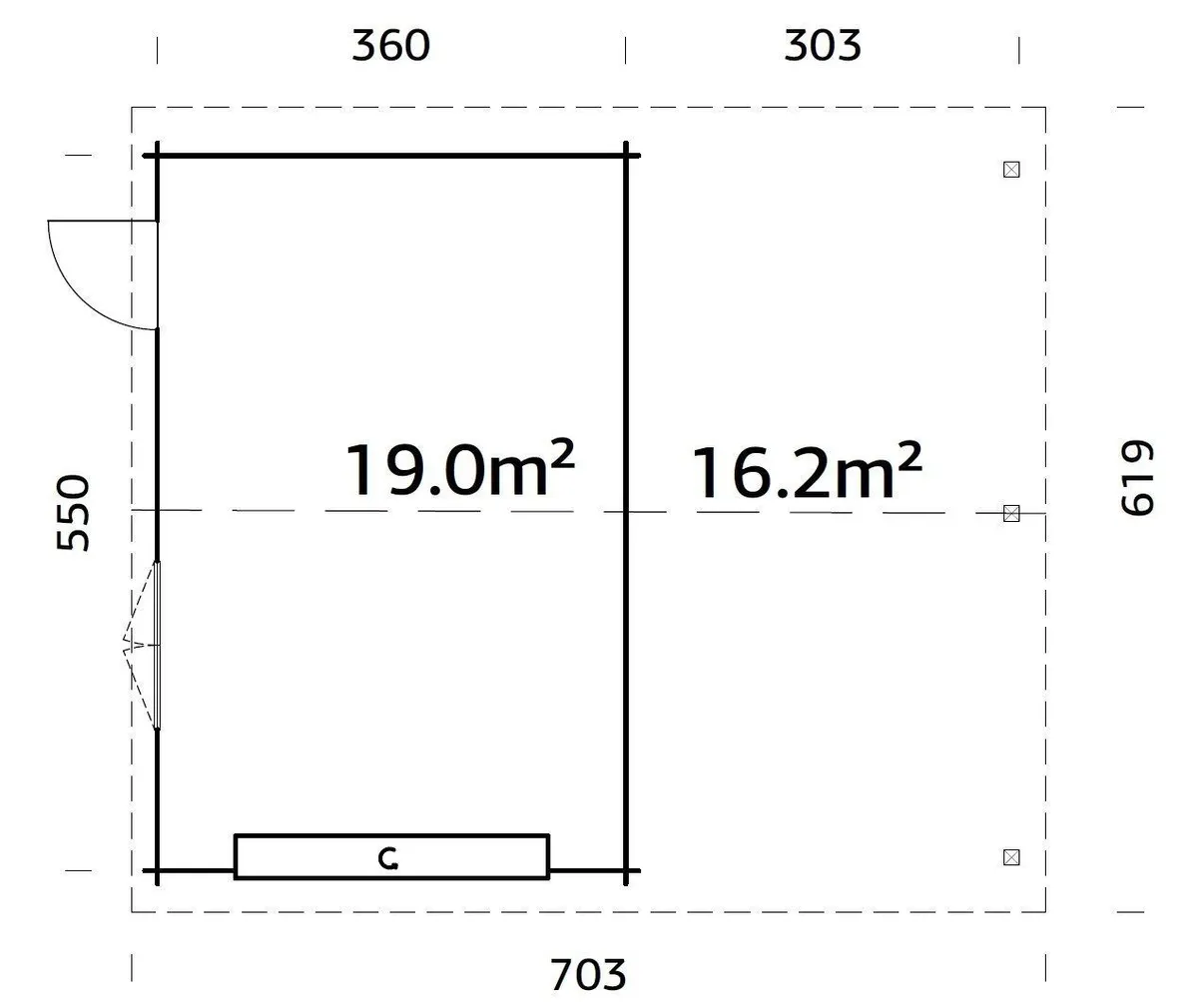 GARAAŽ PALMAKO ROGER 19,0+16,2M² SEKTSIOONUKSEGA