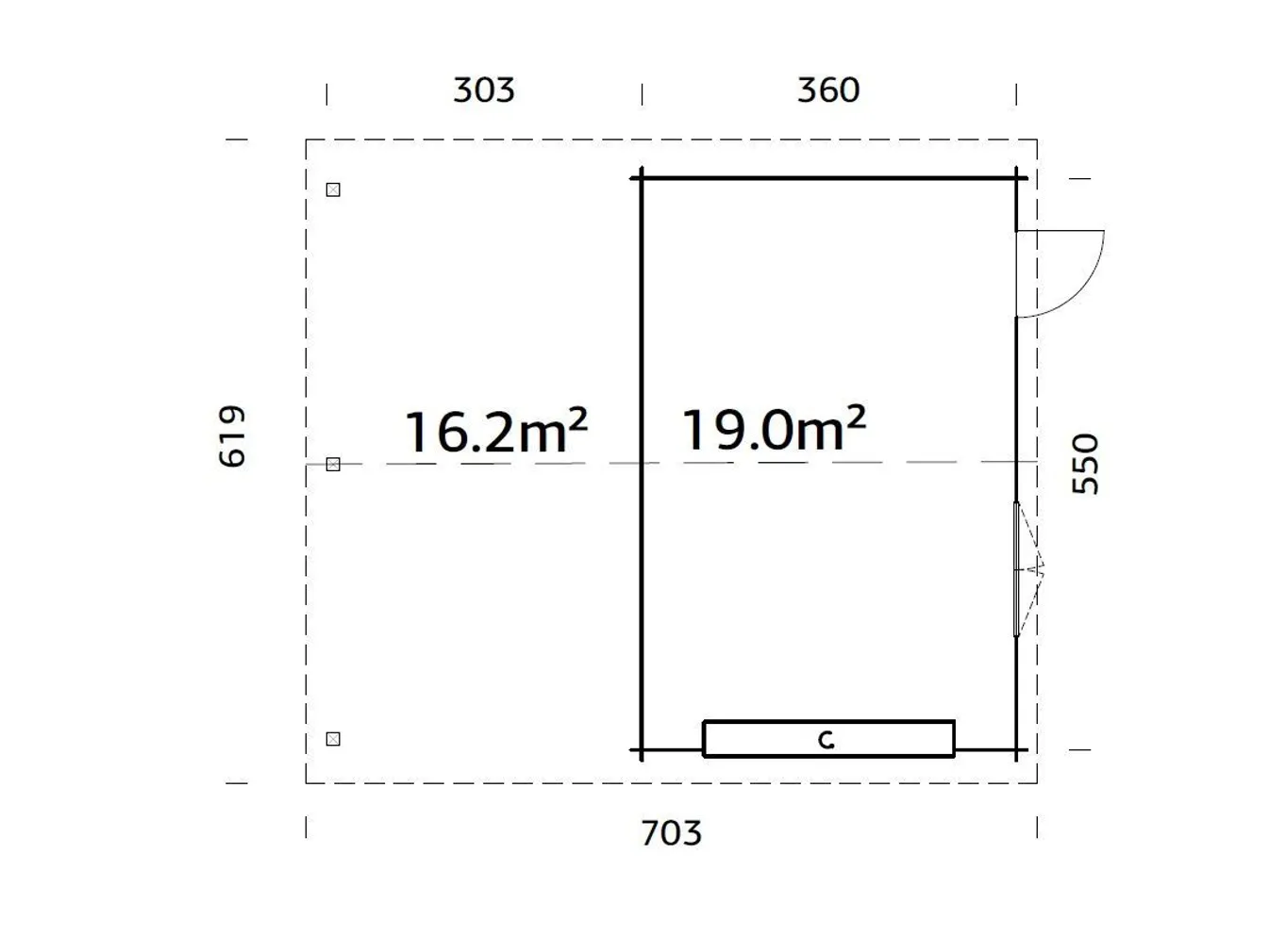 GARAAŽ PALMAKO ROGER 19,0+16,2M² SEKTSIOONUKSEGA