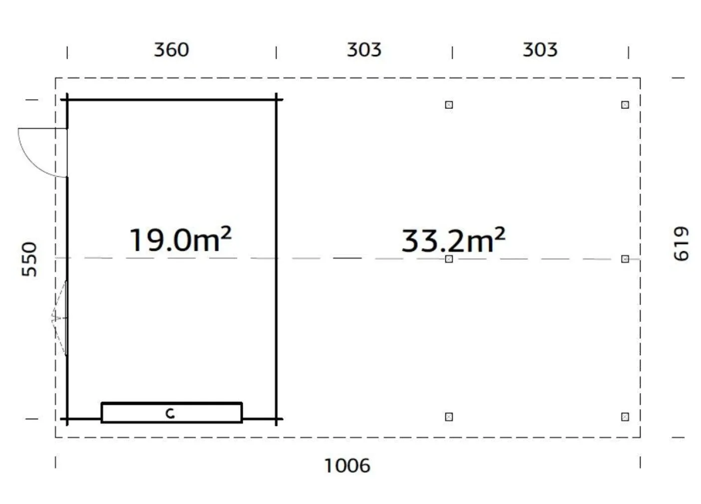 GARAAŽ PALMAKO ROGER 19,0+33,2M² SEKTSIOONUKSEGA