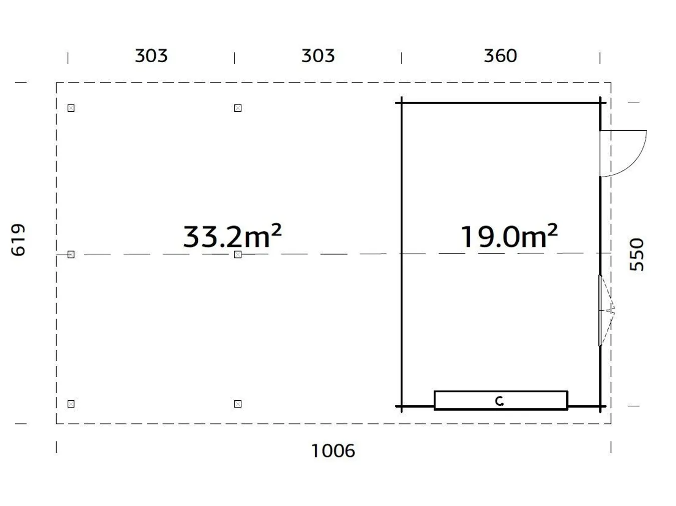 GARAAŽ PALMAKO ROGER 19,0+33,2M² SEKTSIOONUKSEGA