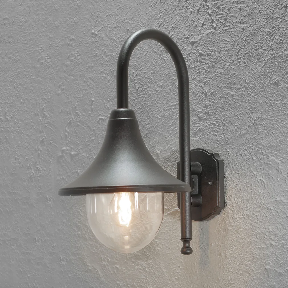 VÄLISVALGUSTI KONSTSMIDE BARI DOWN SEINALE 60W IP44 E27 MUST