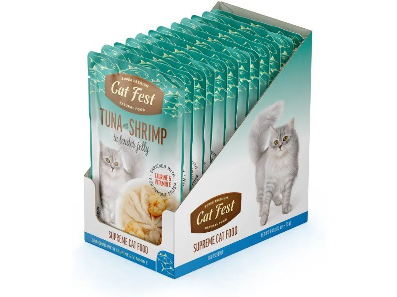 MÄRGTOIT KASSIDELE CATFEST TUUNIKALA/KREVETT ŽELEES 12X70G