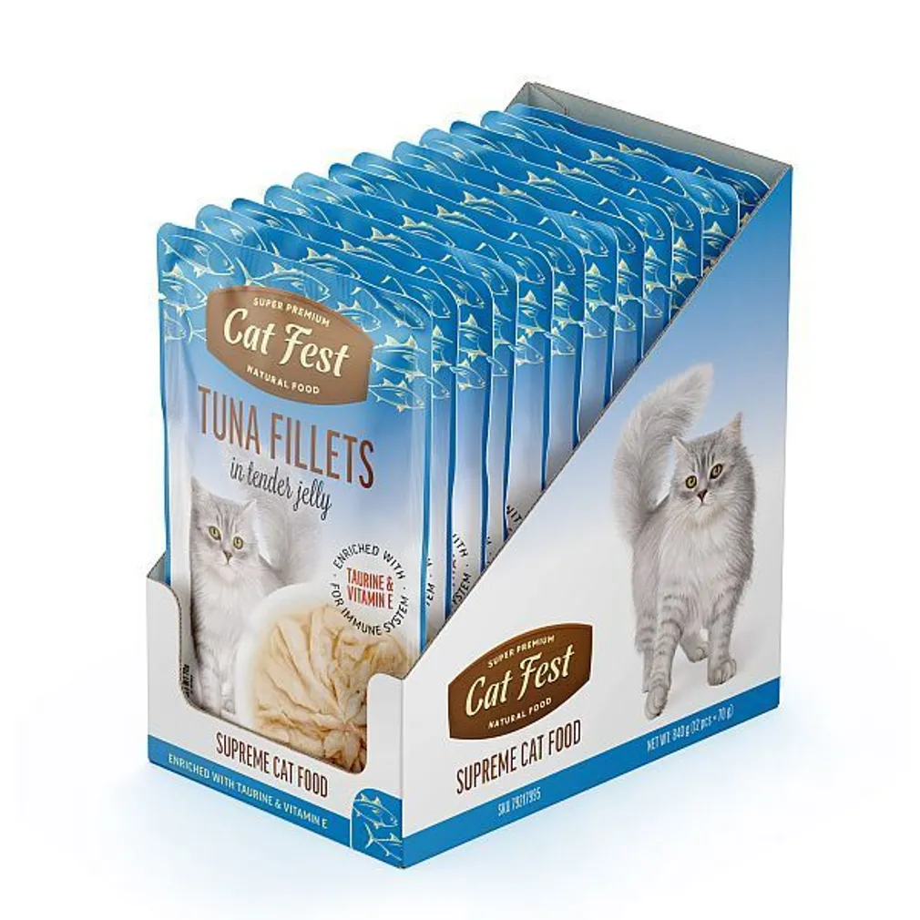 MÄRGTOIT KASSIDELE CATFEST TUUNIKALA ŽELEES 12X70G