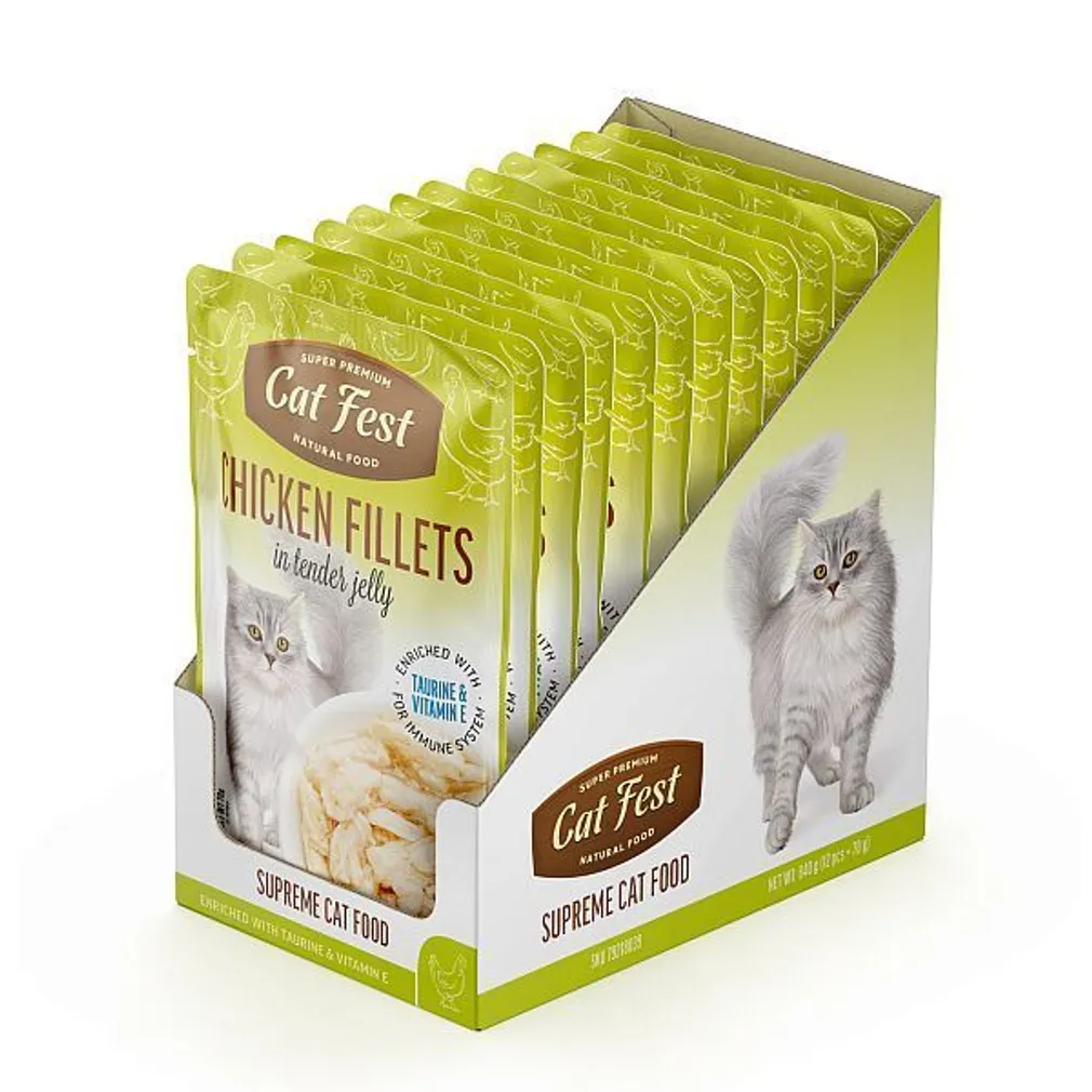 MÄRGTOIT KASSIDELE CATFEST KANA ŽELEES 12X70G